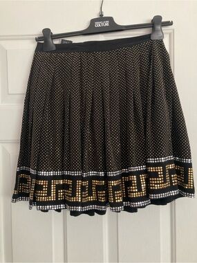 Versace vintage  Black Skirt for H&M  Skirt with Gold Stud Border new